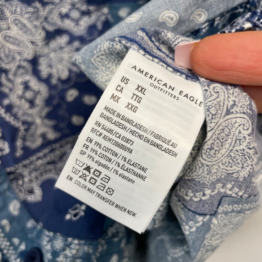 American Eagle Men's Patchwork Button-Up Resort S… - image 3